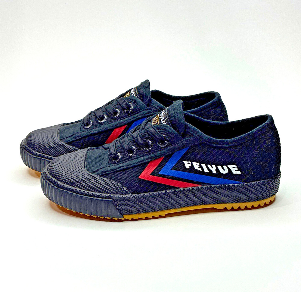Feiyue Kids Black Canvas Low Top Sneakers US 13 EU 31 Red Blue